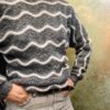 vintage knitted cardigan buttoned up (terracotta, grey, beige