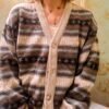 vintage knitted cardigan V neck and half buttoned