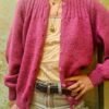 vintage knitted cardigan in fuschia color