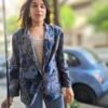 vintage grey floral cotton blazer(shades of blue)