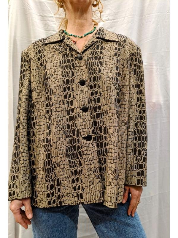 vintage animal print blazer buttoned up - Image 3