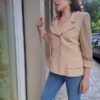 vintage cream blazer double breasted with lacy sleeves