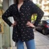 vintage black corduroy floral jacket buttoned up