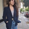 vintage silk dark blue blazer