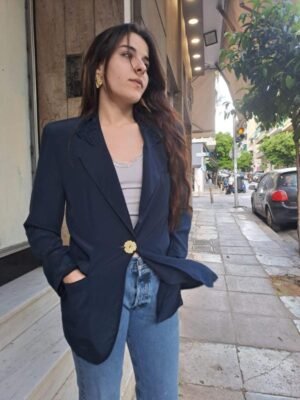 vintage silk dark blue blazer