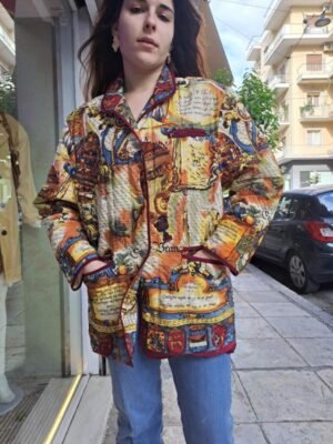 vintage kapitone patterned jacket
