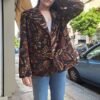 vintage black floral blazer with shiny details