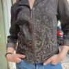 vintage black denim Romeo Gigli cropped zipper jacket with shiny details