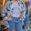 vintage patterned blue & white blazer