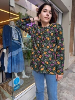 vintage viscose floral blazer buttoned up