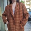vintage pure wool plaid blazer(orange,khaki,lime,red)