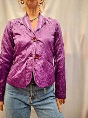 vintage magenda purple satin waisted blazer