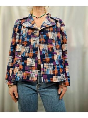 vintage Hettemarks patterned jacket(purple,orange,blue,white)