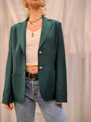 vintage pure wool blazer in dark green