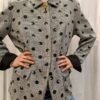 vintage black & white patterned blazer buttoned up
