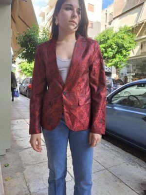 vintage shiny red patterned blazer