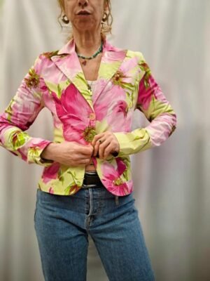 vintage floral cotton blazer(lime,fuschia,pink)