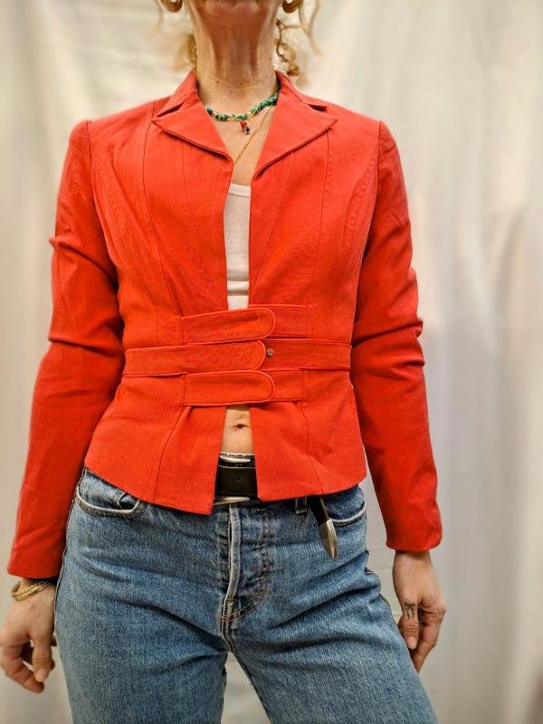 vintage red waisted cropped blazer - Image 2