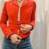 vintage red waisted cropped blazer