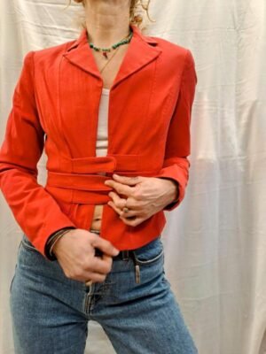 vintage red waisted cropped blazer