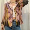 vintage patterned blazer with sheer sleeves(ochre,olive,dusty pink,dusty purple)