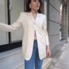 vintage creamy floral embossed long jacket