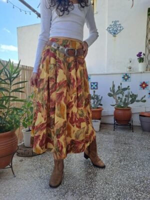 90's vintage midi floral skirt (ochre, terracotta, olive,burgundy)