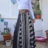 90's vintage black patterned buttoned maxi skirt
