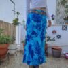 90's vintage midi azure blue floral skirt