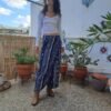 90's vintage dark blue patterned wrap skirt