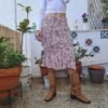 90's vintage midi mermaid floral skirt in dusty pink