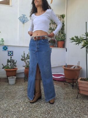 vintage reworked Lee maxi denim skirt