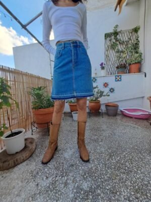 vintage Uniform denim mini skirt