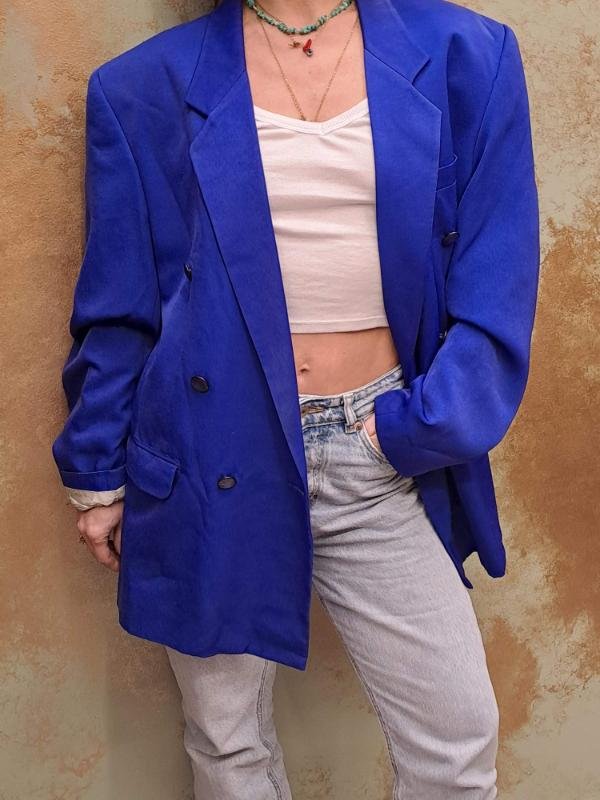 vintage electric blue oversized blazer - Image 2