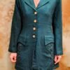 vintage wool blend waisted blazer in forest green color