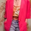 vintage silk & linen fuschia shortsleeved blazer