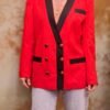 vintage red and black V neck blazer
