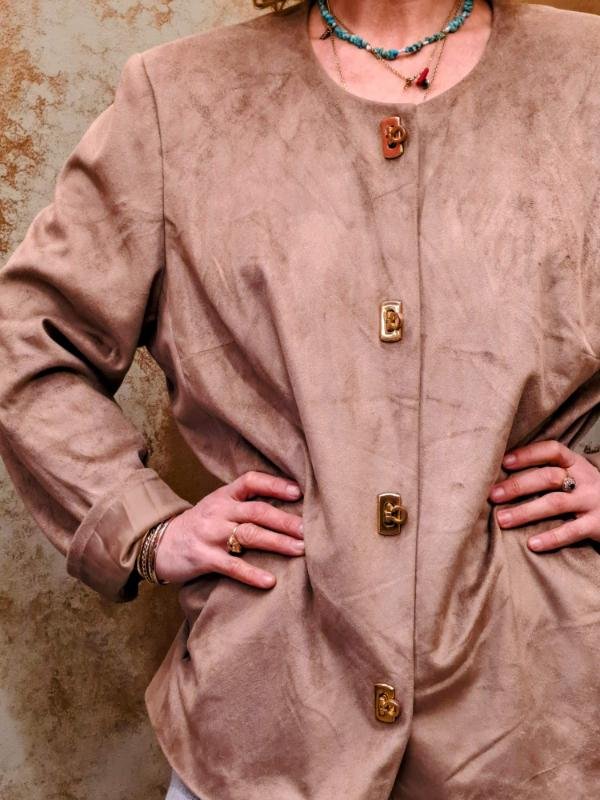 vintage velvet olive green blazer - Image 3