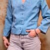 vintage ciel stripped cropped colarless blazer
