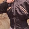vintage black short bomber jacket