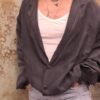 vintage silk off black loose fit jacket