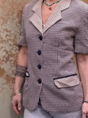 vintage black & white plaid blazer