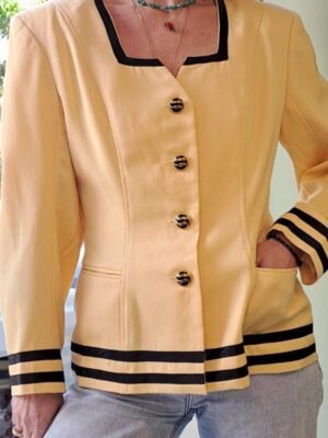 vintage butter yellow blazer with black details
