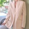vintage long stripped blazer in beige color