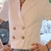 vintage cropped off white short sleeved blazer