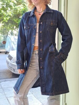 vintage denim trenchcoat