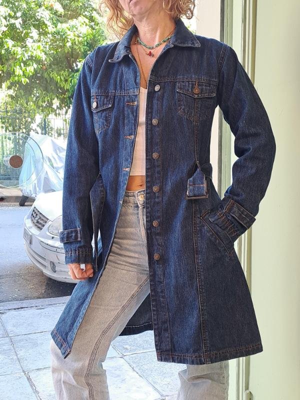 vintage denim trenchcoat