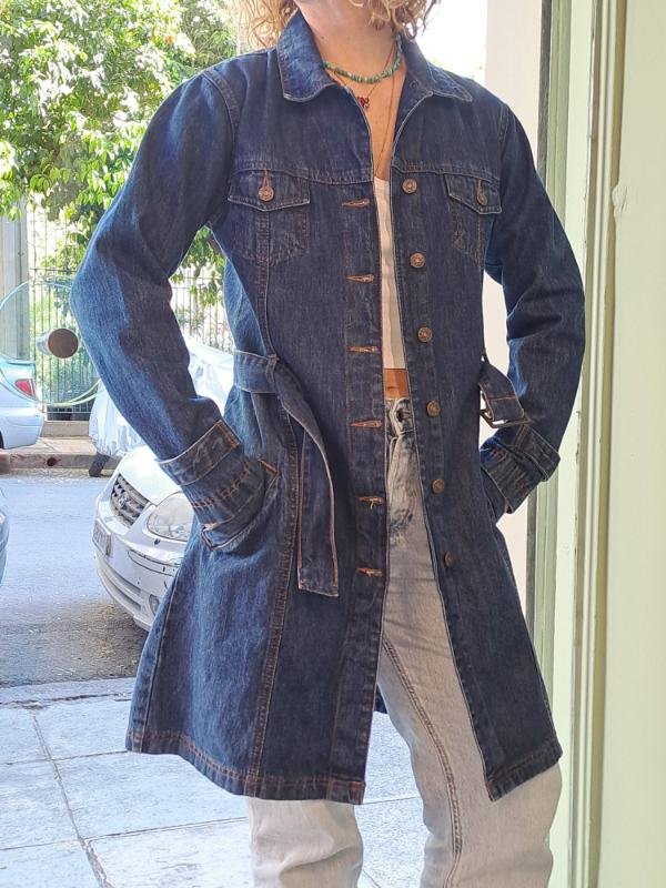 vintage denim trenchcoat - Image 3