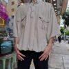 vintage silk men/unisex shirt/blouse in oyster white color