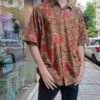 vintage unisex/men floralcotton shirt (khaki,red,purple)